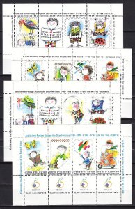 Israel, 1998 issue. World Stamp Expo, 4 sheets of 4. 50th Anniv. of Israel.