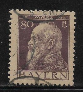 Bavaria - Scott #85  80pf Violet grey brown  Prince Luitpold F VF Used