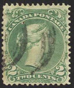 Canada Sc# 24 Used (c) 1868 2c green Large Queen