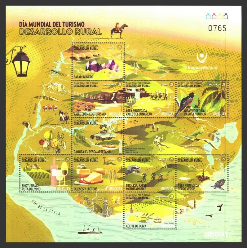 2020 URUGUAY Map amethyst wine olive mill bird bike treeking fish horse turtle