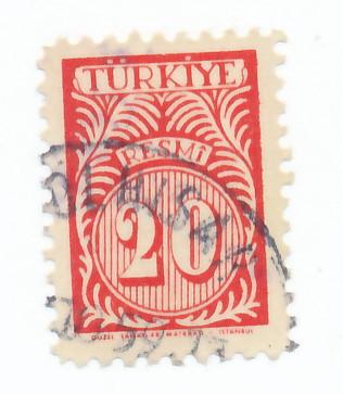 Turkey 1957 Scott o46 used - 20k, Numeral