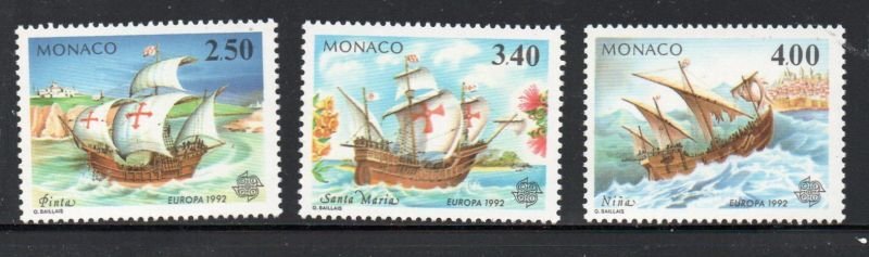 Monaco Sc  1814-16 1992  Europa stamp set mint  NH