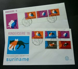 Suriname Child Welfare 1978 Pet Cat Children (FDC pair) *see scan