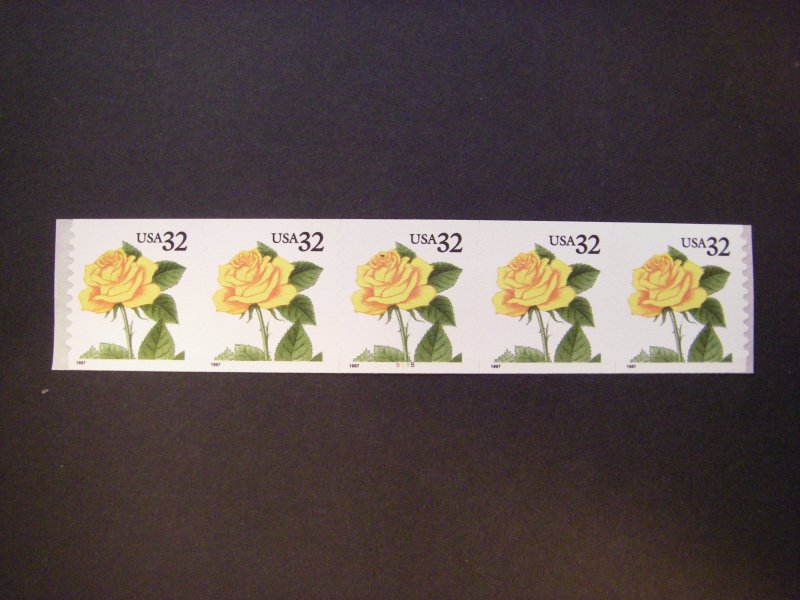 Scott 3054, 32c Yellow Rose, PNC5 #5555, MNH Coil Beauty