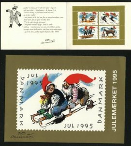 Denmark. Christmas Seals 1995. Souvenir Folder. Santa,Sled.Horse.