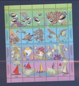 COCOS ISLANDS - Scott  292f - MNH S/S - Reef Fish - Map, fish, turtle -