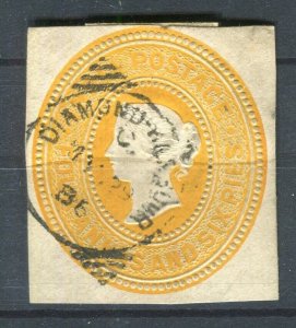 INDIA; 1880s classic QV 4a. 6p. fine POSTMARK Stationary Piece, Diamond-