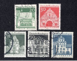 Germany 1966-69 20pf to 1m Architecture, Scott 939, 941, 945, 947-948 used