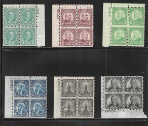 U.S., 1931, Scott #692-701 Plate Blocks, Mint, O.G., Never Hinged
