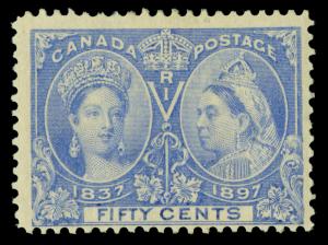 CANADA 1897 JUBILEE issue  50c light blue  Scott # 60 mint MH