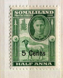 SOMALILAND PROTEC; 1951 early GVI surcharged issue Mint hinged 5c. value