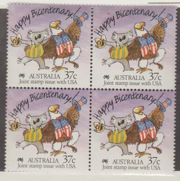 Australia Scott #1052 Stamp - Mint NH Block of 4 - Joint Stamp US Scott #2370
