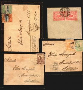 URUGUAY 4 very old Mourning covers different used and one unused
