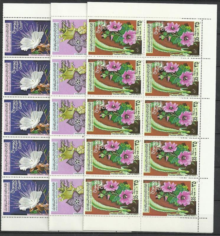 Libya lot # 11   - nice  full sheet 20 sets Flowers    MNH -