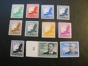 GERMANY 1934 MNH CERT. FOR HI#S SC C46-56 ZEPPELIN Y SET XF 5400+ EUROS (157)