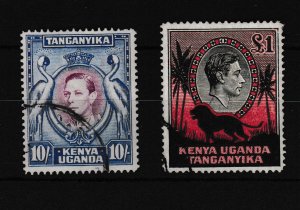 British KUT KGVI 10/- & £1 SG149A-150A Fine Used WS46125