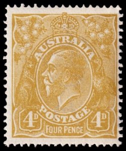 Australia Scott 34, Olive Bister, Perf. 14 (1924) Mint LH VF, CV $32.50 M