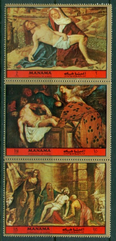 Manama 1972 Mi#1073-1075 Easter paintings MUH