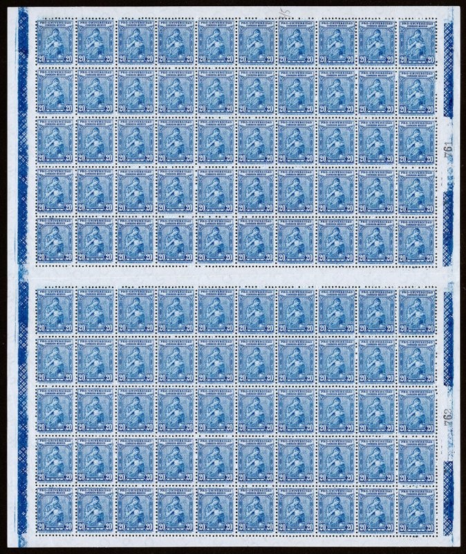 Mexico Scott 700 (1934) Natl. University Issue 20c Ultra Sheet, Mint NH VF C