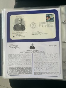 FDC CELEBRATING 20th CENTURY 1945 harry Truman 33rd president of the us