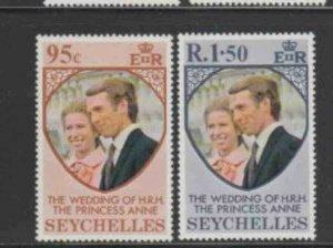 SEYCHELLES #311-312 1973 PRINCESS ANNE WEDDING MINT VF NH O.G