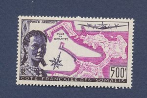 SOMALI COAST - Scott C20 -   MNH S/S    Harbor, airplane - 1956