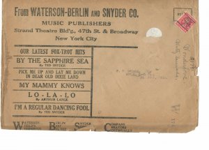 Waterson Berlin 2 cent Precancel advertising Music PUB Printed Matter cover