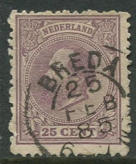 Netherland - Scott 30 - King William III -1872 - Used - Single 25c stamp