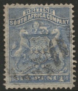 RHODESIA-1892-93 6d Ultramarine Sg 2 FINE USED V37841