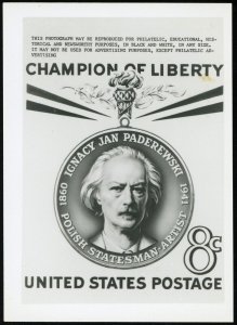 USA #1160 Champion of Liberty Issue A601 Photo Essay BW 3x4 Publicity Card