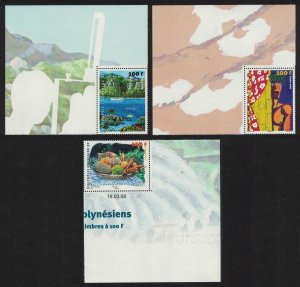 Fr. Polynesia Polynesian Artists 3v Big Corners 2008 MNH SG#1077-1079