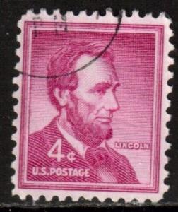 US Scott 1036, 1954 Liberty Issue 4c Lincoln used