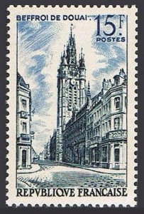 France 787 two stamps, MNH. Michel 1079. Belfry at Douai, 1956.