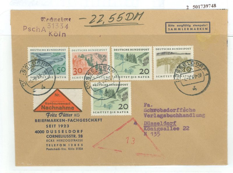 Germany 1000-1003 1969 Protecting Mother Nature complete set of 4 + 1 additional single, first day cover.