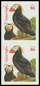 US 4737b Tufted Puffins 86c imperf NDC vert pair (orange Year) MNH 2013