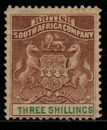 RHODESIA SG25 1894 3/= BROWN & GREEN MTD MINT 