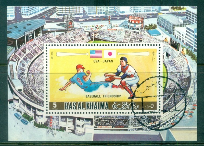 Ras Al Khaima 1972 Mi#MS128A Baseball USA-Japan MS CTO