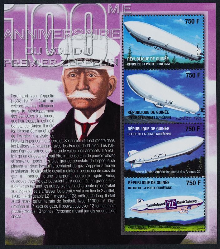 Guinea 2076-8 MNH First Zeppelin Flight, Airships