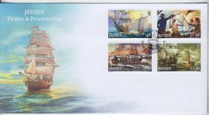 Jersey 2014, 'Pirates & Privateers set of 4 . on FDC