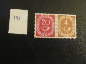 GERMANY BUND 1951 MNH MI. W2 BOOKLET PIECE  XF 15 EUROS (191)