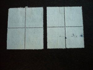 Stamps - Jamaica - Scott# 116, 118 - Used Blocks of 4 Stamps