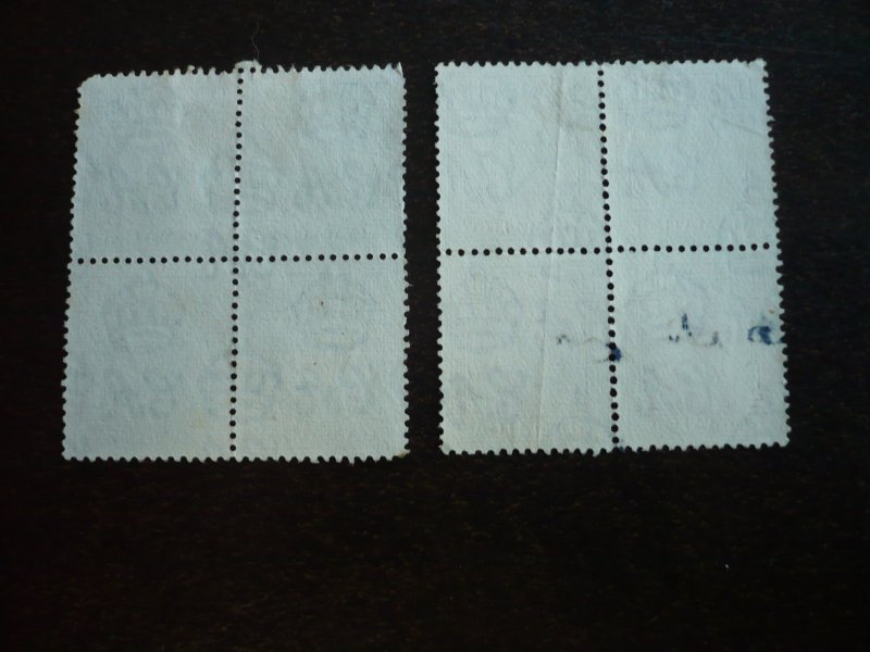 Stamps - Jamaica - Scott# 116, 118 - Used Blocks of 4 Stamps
