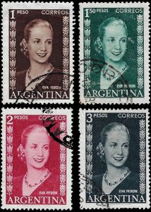 Argentina 1952 Sc 611-14 U vf Eva Peron