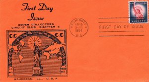 SCOTT 1041 8c LIBERTY REGULAR ISSUE ON COVER COLLECTORS UA CACHET FDC 1954