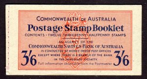 Australia 1952 SG SB 30, 3/6 booklet, airmail variety, in 4 lines, cat. £17.00