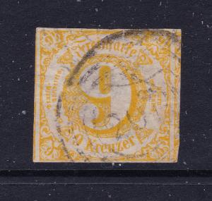 Thurn & Taxis a used 9 Kr yellow imperf