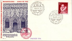 Spain 1952 FDC - 20th Off Int'l Trade Fair in Barcelona - Blue Cover - J8607