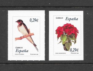 BIRDS - SPAIN #3445-6 BIRD & FLOWER  MNH