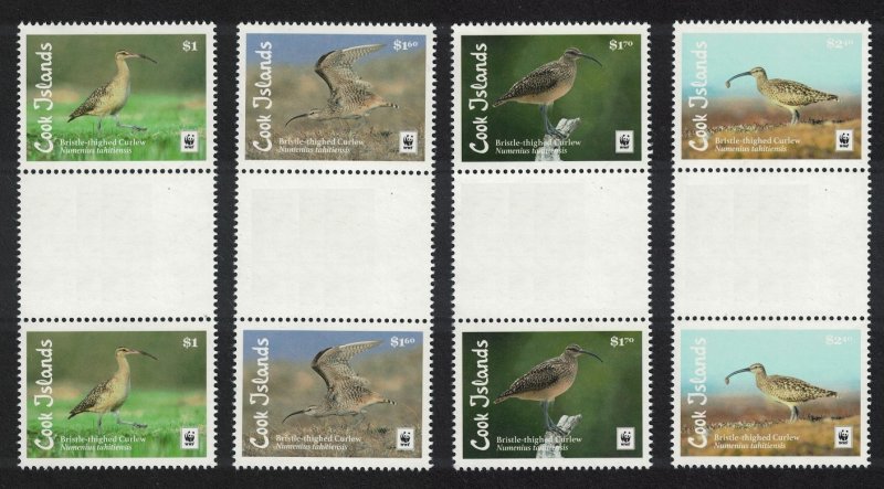 Cook Is. WWF Bristle-thighed Curlew Bird 4v Gutter Pairs 2017 MNH SG#1927-1930