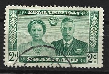 SWAZILAND, 1947 used 2p, Royal Visit  Scott 45